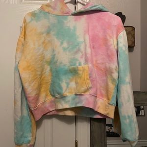 tie dye semi cropped hoodie